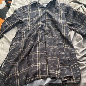 Black Plaid Button-Up Dress